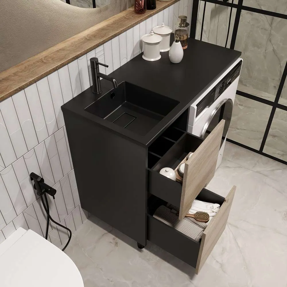 Тумба КЛЭР/Maid 38Н(100) (380х890х475) 2я антрацит/орех лучистый европейский