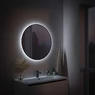 Зеркало ФОРМА ГАЛО (600х600х30) круг черный К01 LED датчик