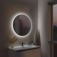 Зеркало Shape Soft Plus (800х800х30) круг черный К01 LED датчик