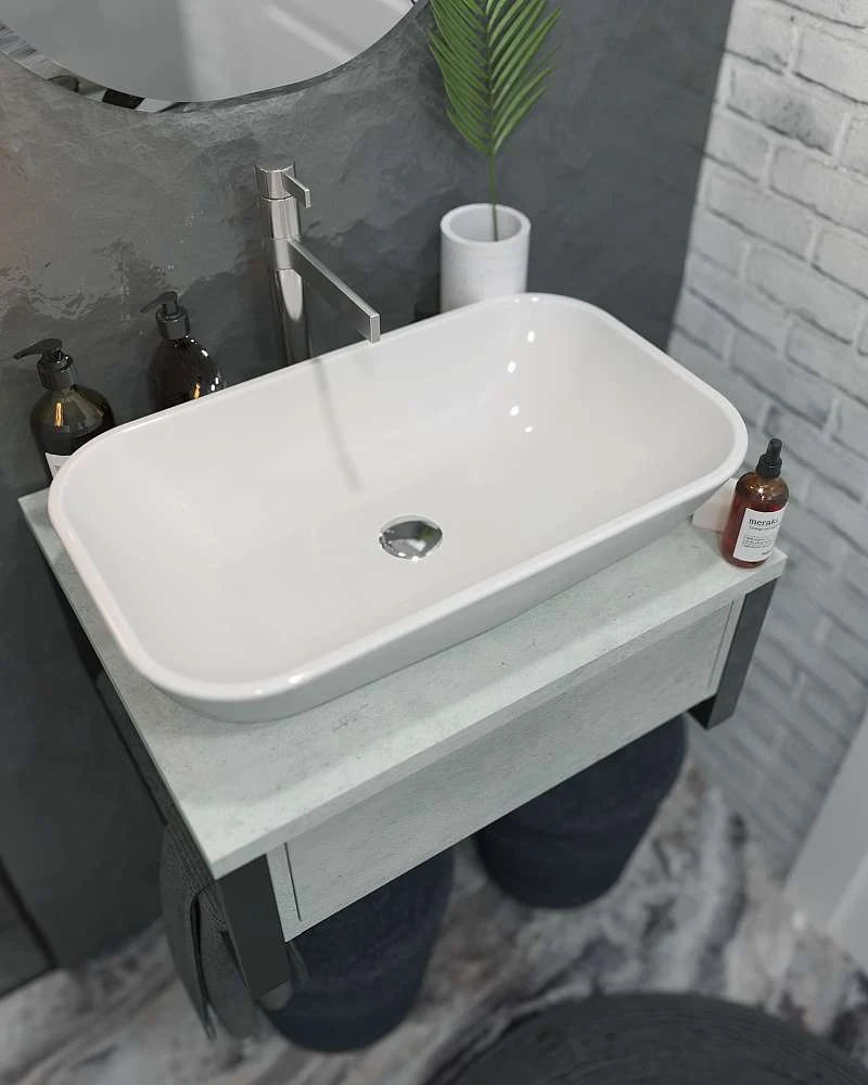 Тумба со столешницей ГРАНЖ ЛОФТ/GRUNGE LOFT 60П 1в.я бетон светлый