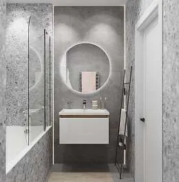 Тумба под раковину Aris mini 60П (590х400х447) 1я дуб вотан/белый глянец