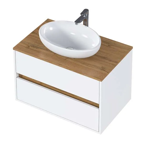 Тумба со столешницей Veil 80П (800х500х500) 2я белая аляска/дуб вотан