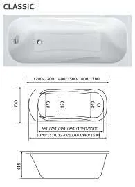 Ванна CLASSIC MARKA 1500х700 SM/PR
