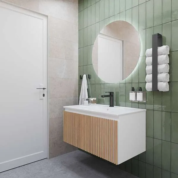 Тумба под раковину Row 80П (800х400х450) 1я белый/дуб