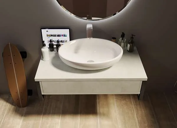 Тумба со столешницей GRUNGE LOFT 90П 1в.я Бетон светлый