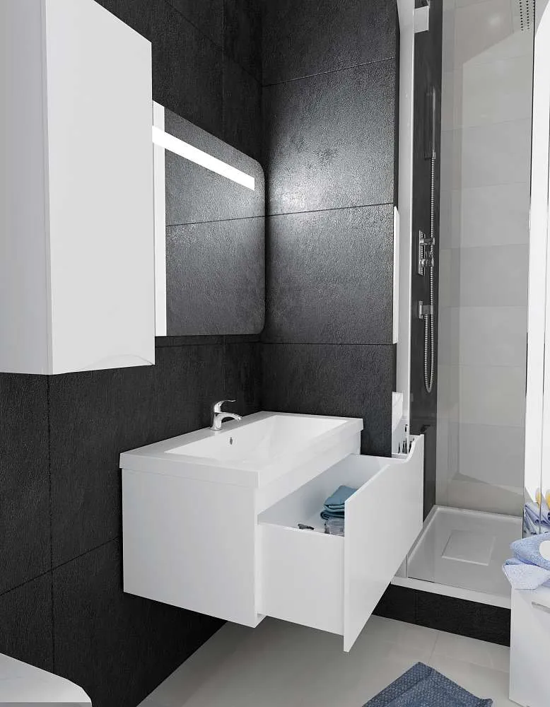 Тумба под раковину Этюд 75П 1в.я. белый глянец