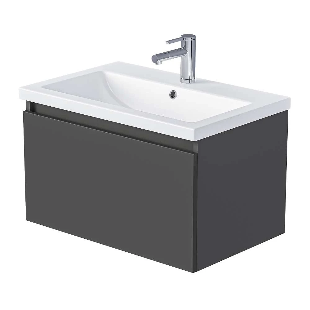 Тумба БЛОК МИНИ/Aris mini 60П (600х440х450) 1я антрацит/монолит дарк раковина