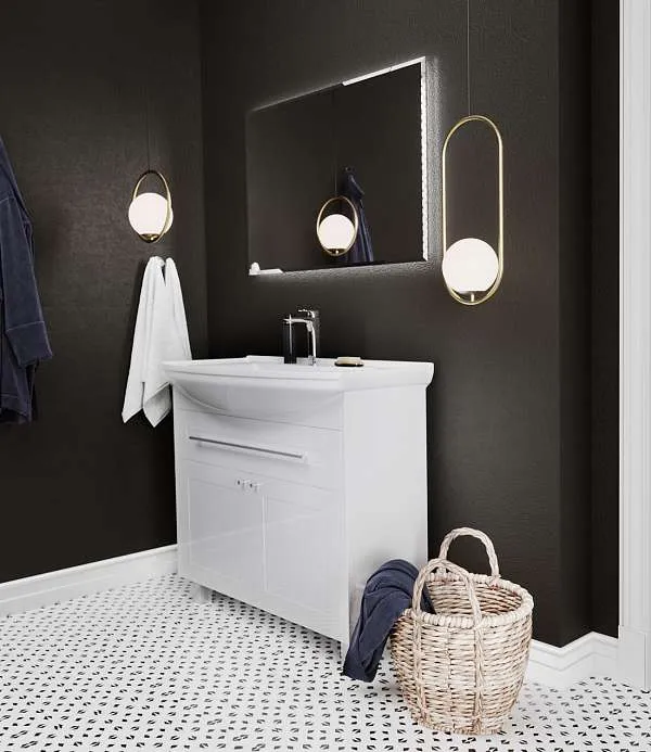 Тумба под раковину Lina Classic New 85Н 1в.я 2д Белый глянец