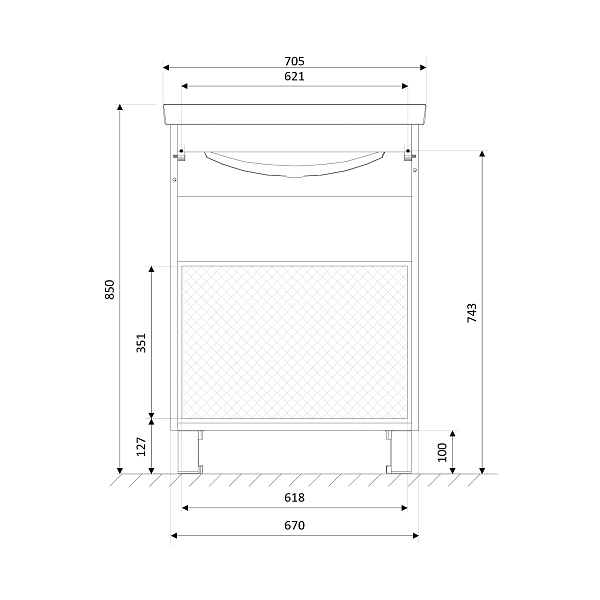 Тумба Aris 70Н 2я. Белый глянец
