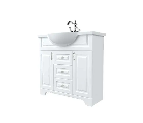 Тумба под раковину Прованс New 80Н 2в.я. 2д. Белый глянец