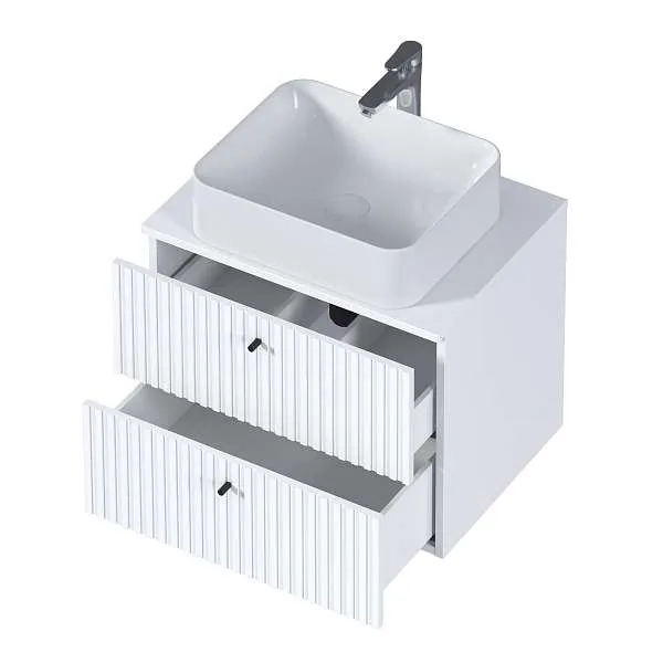 Тумба со столешницей Desire 600х487х500П 2я монолит айсберг/эмаль белая