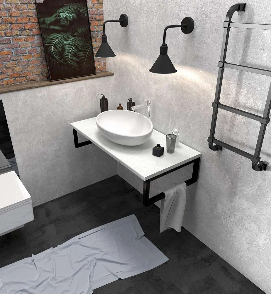 Тумба со столешницей ГРАНЖ ЛОФТ/GRUNGE LOFT 80П 1в.я бетон светлый