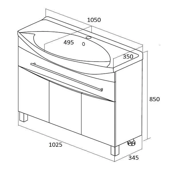 Тумба под раковину Lina Classic New 105Н 1в.я 3д Белый глянец