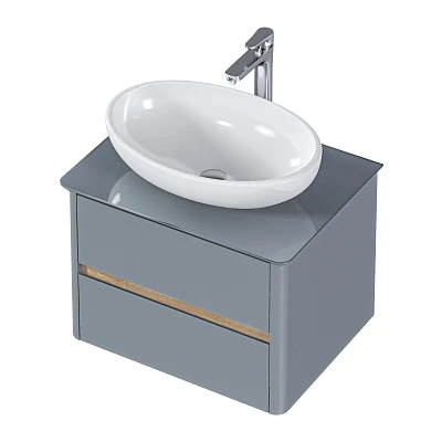 Тумба со столешницей МОНРО/Monro 60П (600х420х450) 2я серый стекло