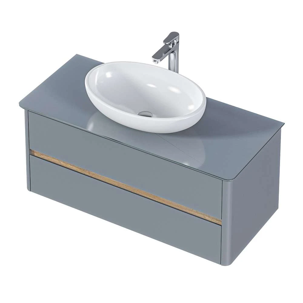Тумба со столешницей МОНРО/Monro 100П (1000х420х450) 2я серый стекло