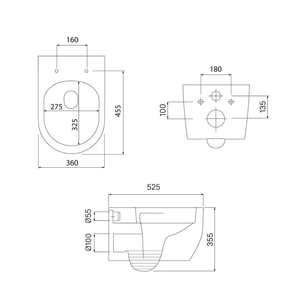 Унитаз подвесной IDDIS Aiger безободковый смыв торнадо AIGRDSEi25