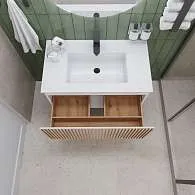 Тумба под раковину Row 80П (800х400х450) 1я белый/дуб