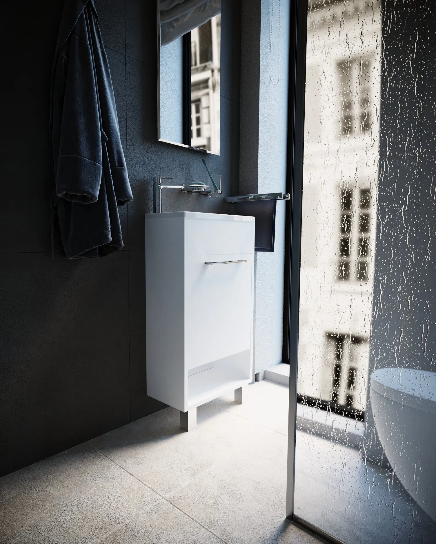 Тумба с раковиной Lira 40Н 1д. Белый глянец L