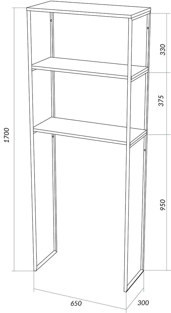 Шкаф Grunge Loft над стир. машиной 170*65 Дуб вотан