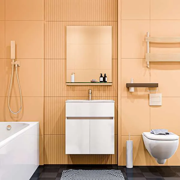 Тумба с раковиной Mira 60П 2д. Белый глянец