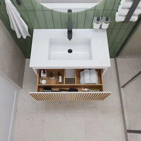 Тумба под раковину Row 80П (800х400х450) 1я белый/дуб