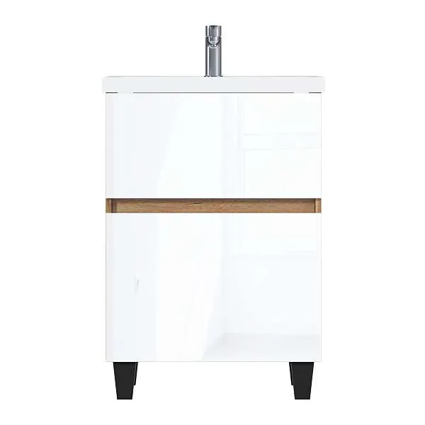 Тумба под раковину Aris 70Н (690х870х440) 2я дуб вотан/белый глянец