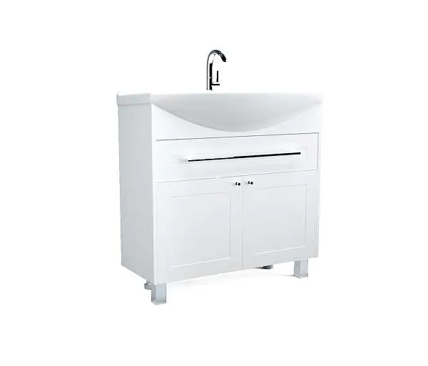 Тумба под раковину Lina Classic New 85Н 1в.я 2д Белый глянец