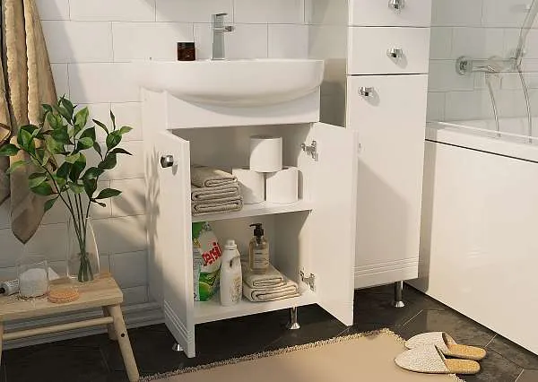 Тумба под раковину Story 45Н 2д. Белый глянец