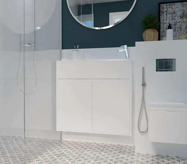 Тумба с раковиной Stretto 80П 2д. Белый глянец