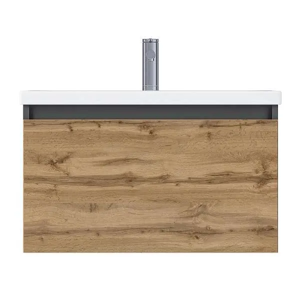 Тумба Aris mini 70П (700х440х450) 1я антрацит/дуб крафт золотой раковина