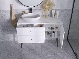 Тумба со столешницей АЛЬПАКА/Goat 1200х500х500П 2я 1д эмаль белая/бук черный