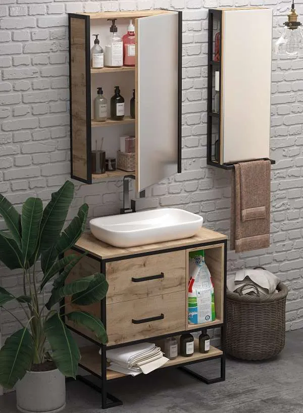 Тумба со столешницей Grunge Loft 80Н 2я/2п Дуб вотан