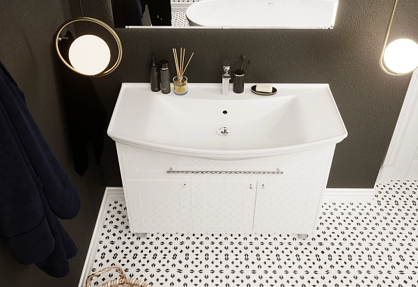 Тумба под раковину Lina Classic New 105Н 1в.я 3д Белый глянец