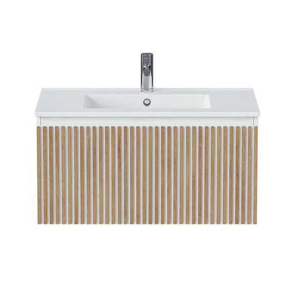 Тумба под раковину Row 80П (800х400х450) 1я белый/дуб