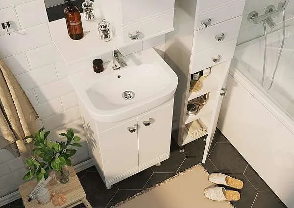 Тумба под раковину Story 45Н 2д. Белый глянец